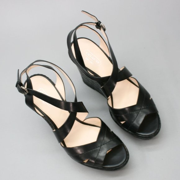 Coach Ladies 7 B Madeline Vachetta Signature-C Logo Slingback Wedge Sandals - Picture 6 of 12